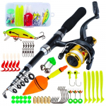 Sougayilangi spinningu ja -rulli kombinatsioon, 1,6 m kaasaskantav &otilde;ngeritv koos 5,2-ga:1 &uuml;lekandearvuga p&uuml;&uuml;girulli t&auml;iskomplekt Pesca jaoks SET 1 kollane