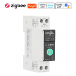TONGOU Tuya ZigBee intelligentne vooluahela kaitsel&uuml;liti m&otilde;&otilde;tmisega 1P 63A DIN-r&ouml;&ouml;pa tugi, 3 ajastusrežiimi ZigBee valge