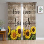 Talu p&auml;evalillelill Vintage puidust tera t&uuml;llkardinad K&ouml;&ouml;gi uksekardin Sheer Voile J&otilde;ulukardinad elutuppa 135W x 114H(cm)