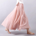 Naiste kahekihiline linane maksiseelik, plisseeritud vintage Boho Maxi pikk vabaaja puuvillane rannaseeliku kleit 75cm