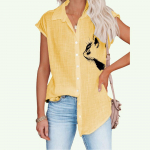 Naiste rev&auml;&auml;rkrae Moodne l&uuml;hikeste varrukatega pluusid Kevadsuvi vabaajaprinteriga T-s&auml;rk Plus Size &otilde;huke kardigans&auml;rk S valge