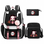 3 tk/komplekt Demon Slayer Kamado Nezuko seljakotid t&uuml;drukutele Anime koolikott Teismelise &otilde;pilase l&otilde;uendiga s&uuml;learvuti seljakott naiste seljakott