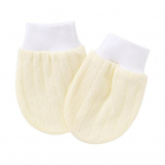 K&auml;esokid, kriimustusvabad, puuvillased vasts&uuml;ndinu m&uuml;tsid, labakindad beebile kollane