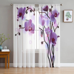 Lilla orhidee lill T&uuml;ll L&auml;bipaistvad aknakardinad elutuppa Magamistuba Moodne &scaron;ifoonist Voile kardinad riidest kardinad 135W x 114H(cm)
