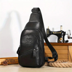 BULLCAPTAIN Meeste nahast rinnakott Suure mahutavusega multifunktsionaalne USB-laadimiskott Moodne vabaaja kott must