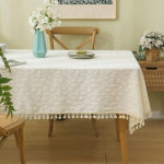 Pastoraalne puuvillane linane laudlina ristk&uuml;likukujuline s&ouml;&ouml;gilaud tee laudlina lihtsad tutid majapidamises kasutamiseks 90x90cm