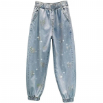 WTEMPO Naiste Elastne V&ouml;&ouml;koht Vabaaja L&otilde;tv Kivist Pikk Jooksup&uuml;ksid Naiste Kevad S&uuml;gis Suur Suurus Teksad Streetwear XXXXXL sinine