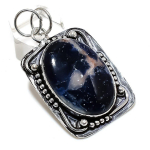 Natural Sodalite Gemstone Handmade 925 Sterling Silver Pendant 2.17 v9g33