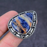 Natural Sodalite Gemstone Handmade 925 Sterling Silver Ring Size 9.5 z2y35