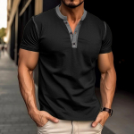 Meeste Slim Fit l&uuml;hikeste varrukatega vintage Henley s&auml;rgid Casual Basic Tops Suvine n&ouml;&ouml;biga Spordi T-s&auml;rgid Sportlik treening Niiskust &auml;rajuhtiv t-s&auml;rk meestele L must