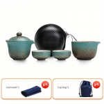 1 komplekti teekomplekt Reisi teekomplekt Hiina Kung Fu keraamiline teekann Kaasaskantav k&auml;sitsi valmistatud teekann Creative Tea Cup Teekomplekt koos hoiukotiga Teekomplekt Office Livi jaoks