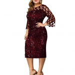 Lady alusseelikud suures suuruses l&auml;ikiv peokleit, litritega &otilde;htukleit banketi jaoks XL veinipunane v&auml;rv