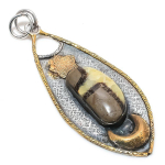 Natural Septerian Stone Gemstone 925 Sterling Silver Two Tone Pendant 3.35 r6a90