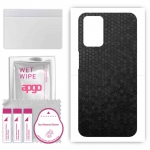 apgo kaitsev nahakleebis seljale, mis &uuml;hildub Oppo A54-ga (2021. aasta), Pakkekile, foolium, vin&uuml;&uuml;l &ndash; mustriga k&auml;rgstruktuuriga muster