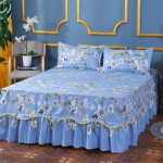 Elegant Linen Bedding Embroidered sheets Polyester Cotton Bed Skirt Princess Style Mattress Cover Cute Bed Sheet King Queen Size 3 Pcs 120x200cm
