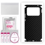 apgo Protective Skin Sticker for the back+sides compatible with Xiaomi Poco C40, Full Wrap Film, Foil, Vinyl - Pattern Carbon Black