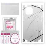 apgo Protective Skin Sticker for the back+sides compatible with Apple iPhone 15, Full Wrap Film, Foil, Vinyl - Pattern White Marble