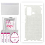 apgo Protective Skin Sticker for the back+sides compatible with Infinix Hot 12 Play, Full Wrap Film, Foil, Vinyl - Pattern White Fabric