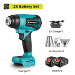 2000W Elektrilised Kuumapuhurid Kuum&otilde;hupuhur 9 Kiirust Reguleeritav Juhtmeta Majapidamist&ouml;&ouml;riistad Makita 18V Akule 2xBattery-EU plug