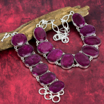 Ka&scaron;miiri Punane Rubiin 925 Sterlingh&otilde;be Kaelakee ja K&auml;ev&otilde;ru Ehtekomplekt K&auml;sitsi Valmistatud Ehted, Armas V&auml;&auml;riskivi Reguleeritava Keti Ehtekomplekt Talle Adjustable With 8"-18" roosa