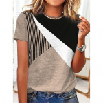 HNXC naiste vabaaja moe suvised l&uuml;hikeste varrukatega O-kaelusega pluusid ja s&auml;rgid S hall