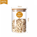 Tihendatud bambusest kaanega toidun&otilde;u, l&auml;bipaistev klaaspurk tihendatud kaanega, k&ouml;&ouml;gi toidu hoiuruum 60/48oz beige