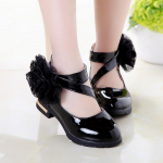 V&auml;ikelapsed Imikud Lapsed T&uuml;drukutele Lilledega nahast kingad &Uuml;ksikprintsessi kingad Sandaalid 34 must