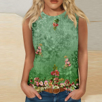 Naiste vabaaja tuunikatopsid, mida kanda koos s&auml;&auml;ristega, varrukateta suvised tr&uuml;kitud s&auml;rgid, pluusid L must