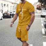 Meeste T-s&auml;rgi l&uuml;hikeste p&uuml;kste komplekt Moodne Meeste ristitr&uuml;kiga l&uuml;hikeste varrukatega, kaks t&uuml;kki Suurem&otilde;&otilde;tmeline &otilde;ues, rannaspordiga meeste &uuml;likond XL