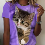 Armas kassimustriga O-kaelusega t-s&auml;rk naiste T-s&auml;rk, vabaaja l&uuml;hikeste varrukatega T-s&auml;rk kevadsuve t&auml;navar&otilde;ivaste jaoks, igap&auml;evased naisteriided S