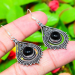 Black Onyx Gemstone Handmade 925 Sterling Silver Jewelry Earring 2.13 f3j66