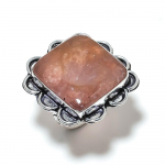Strawberry Quartz Gemstone Handmade 925 Sterling Silver Jewelry Ring Size 8 r3w26