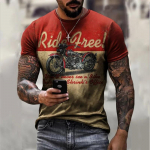 Mootorrataste meeste T-s&auml;rk 3D Prindiga L&uuml;hikeste varrukatega Vintage Classics T-s&auml;rk Meeste Street Ride Biker Tops Riietus Suurem&otilde;&otilde;duline T-s&auml;rk 2XL