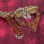 Karneooli v&auml;&auml;riskividest k&auml;sitsi valmistatud ehtekomplekt, 925 h&otilde;bedast kaelakee ja k&auml;ev&otilde;ru ehted talle, karneoolist v&auml;&auml;riskividest ehted talle Adjustable With 8"-18"