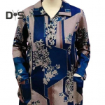 Naiste s&auml;rgi rev&auml;&auml;ridega n&ouml;&ouml;bid, pikkade varrukatega topid taskutega geomeetrilise tr&uuml;kiga, lahtised pullovertopid 3XL sinine