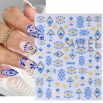 3D boheemlaslikus stiilis k&uuml;&uuml;nekunsti kleebised sinise s&auml;deleva pitsiga mandala lille kroonlehed kurja silma prantsuse joon isetegemise manik&uuml;&uuml;ri liugurid kaunistuseks