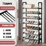 Mitmekihiline metallist jalatsiriiul 4-8 korruseline jalatsihoidja Kapp Esik Koormuskandev ruumis&auml;&auml;stlik mood must kingariiul 7 Layers
