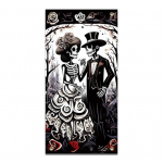 Halloweeni ukseb&auml;nneri kaunistus &otilde;udusskelett Halloweeni pulma esiukse sildib&auml;nner veranda maja v&auml;likaunistamiseks must