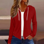 Naiste mood vabaaja t&otilde;mblukuga kapuutsiga pikkade varrukatega dressipluusid L punane