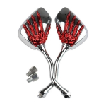 Universaalne mootorratta tagumine peegel, kroomitud mootorratta skelett pealuu, k&auml;e k&uuml;&uuml;nistega tagavaate peegel punane