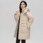 Naiste sulejope kapuutsiga keskmise pikkusega jakk Talvine paksuse osaga Korea mood Soe vabaaja mantlid Parkad 2XL