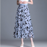 HI-FASHION k&otilde;rge v&ouml;&ouml;kohaga pikk v&otilde;rkseelik t&uuml;llseelik naistele kevadsuvi elastne naiste plisseeritud A-joonega seelik naiste midiseelik XXL helesinine v&auml;rv