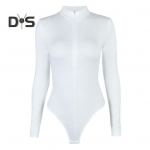 Naiste s&uuml;gistalvine &uuml;hev&auml;rviline p&otilde;hjaga Body Mock kaelusega pikkade varrukatega t&otilde;mblukk, pool plekist fliisvooder Skinny Fit romper S valge