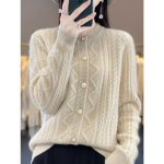 S&uuml;gis- ja talvine naiste sviiter kampsun, &uuml;mmargune kaelus, praetud taigna keerdumine kampsun, l&otilde;dva kudumisega s&auml;rk XL