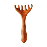 Sandlipuu peamassaažikam Gua Sha Tool Back Scratcher k&auml;eshoitav laia hambakamm lokkis juustele Peanaha masseerija stressi leevendamiseks B