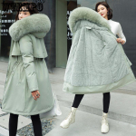 Naiste 6XL &uuml;lisuur tuulepluus Naiste Parka Fashion talvejope Fliisist pika kapuutsiga Parka Trench-mantlid 2023 XL roheline