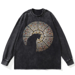 Streetwear Salap&auml;rane Kass Buldog Graafikaga Pesta Must T-s&auml;rk Puuvillane Unisex Suur Suurus Pikkade Varrukatega T-s&auml;rk XXL must