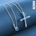 925 Sterling Risti tsirkoonist ripatsiga kaelakee Moodsad pulmaehted O-45CM