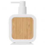 Bambusest seebi dosaator, lekkekindel korduvkasutatav kaasaegne multifunktsionaalne t&ouml;&ouml;lauale m&otilde;eldud k&auml;teseebi vedelik &scaron;ampoon n&otilde;udepesuvedelikuga korduvt&auml;idetav pudel valge