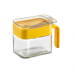 Maitseainekarp koos lusika k&auml;epidemega tolmukindla kaanega l&auml;bipaistev multifunktsionaalne t&ouml;&ouml;laud, v&uuml;rts, maitseaine sool, suhkur, klaas s&auml;ilituspurk konteiner k&ouml;&ouml;gitarvikud kollane